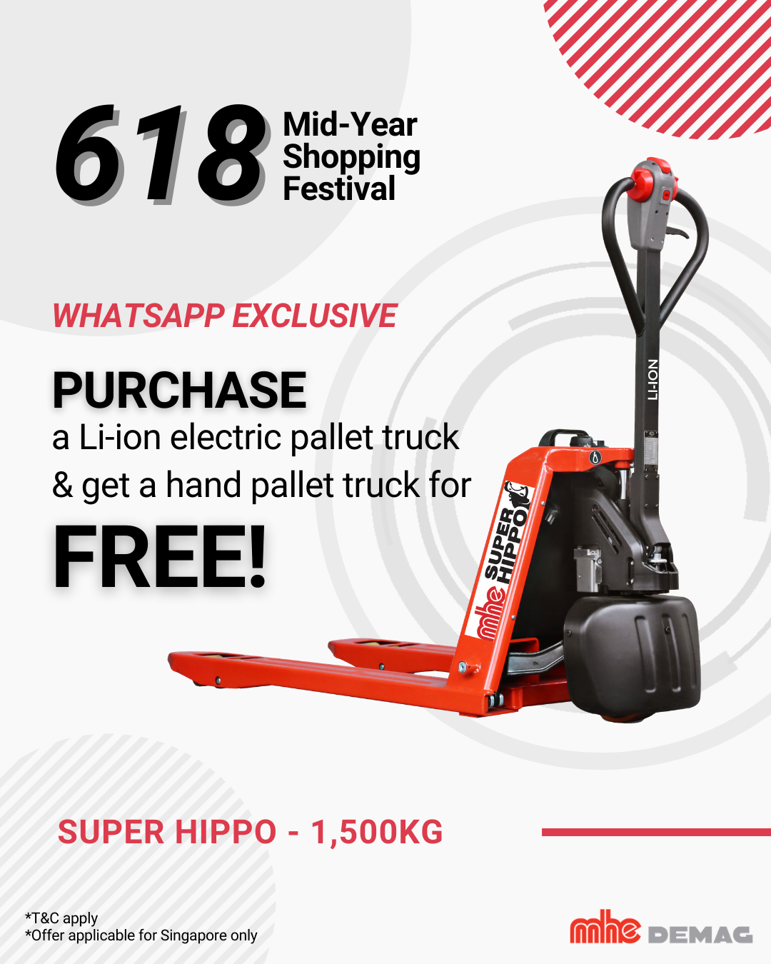 MHE LithiumIon Electric Pallet Truck Singapore Used Equipment